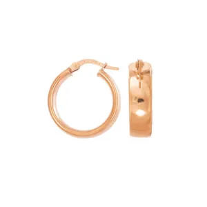 9kt Yellow Gold D-Shape Hoop Earrings - 6mm