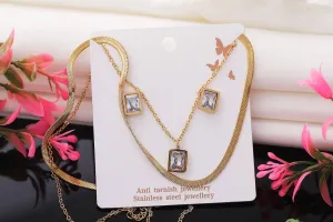 Anti tarnish chain pendent and earrings