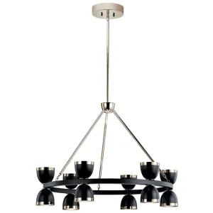 Baland 31 in. 12 Lights LED Chandelier Black Finish