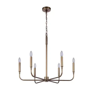 Beverly Six Light Chandelier - Brass