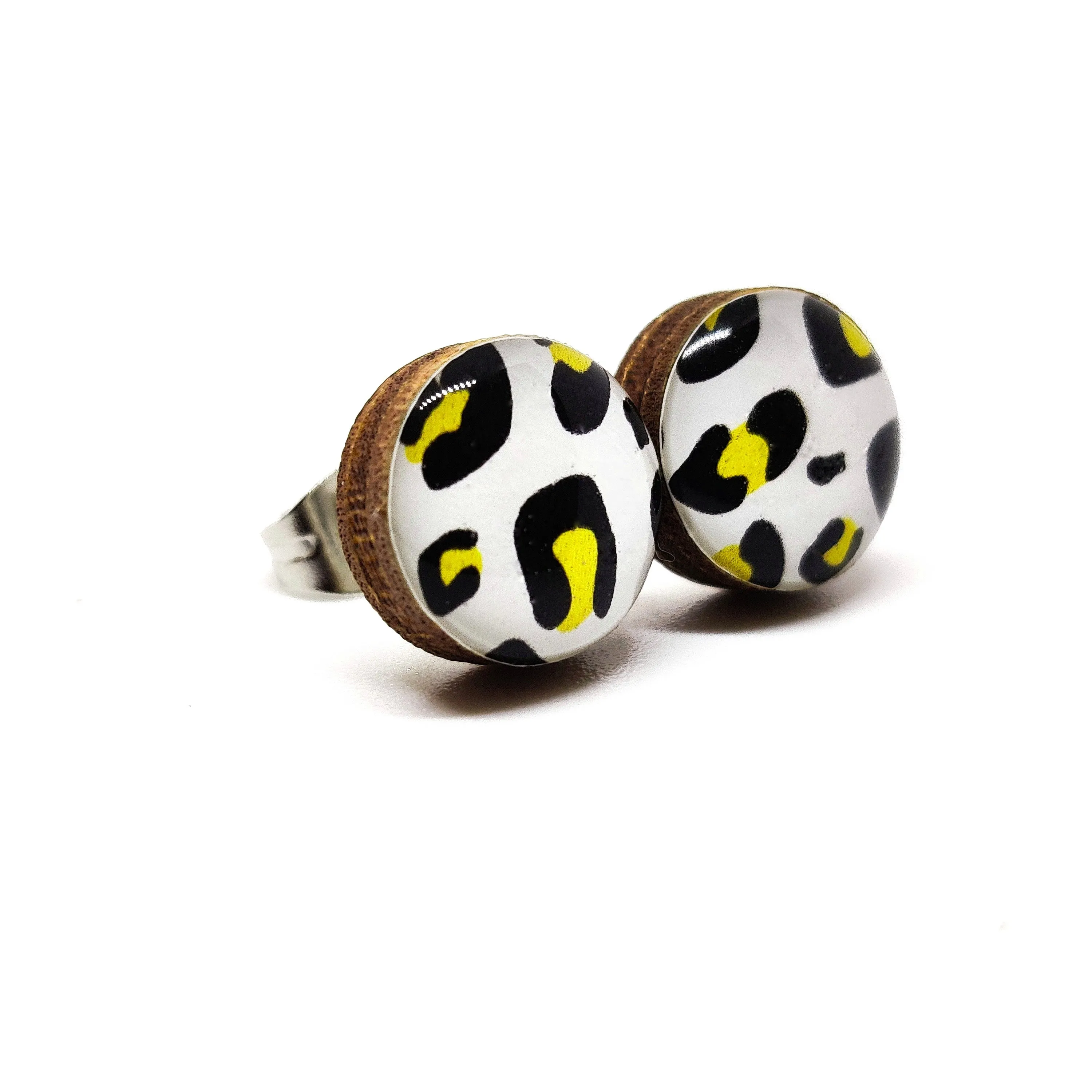Black and Gold Cheetah Stud Earrings by Candi Cove Designs