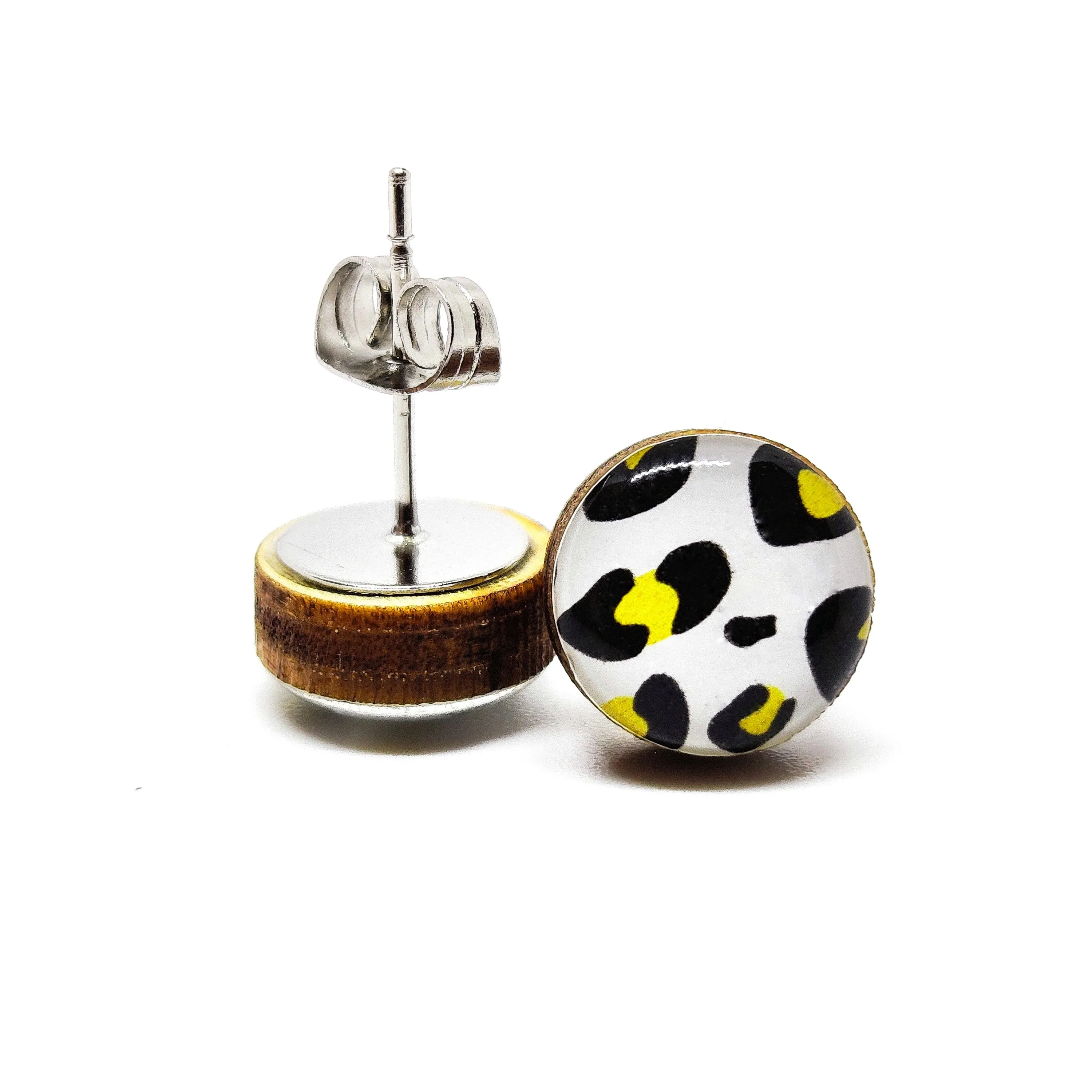 Black and Gold Cheetah Stud Earrings by Candi Cove Designs