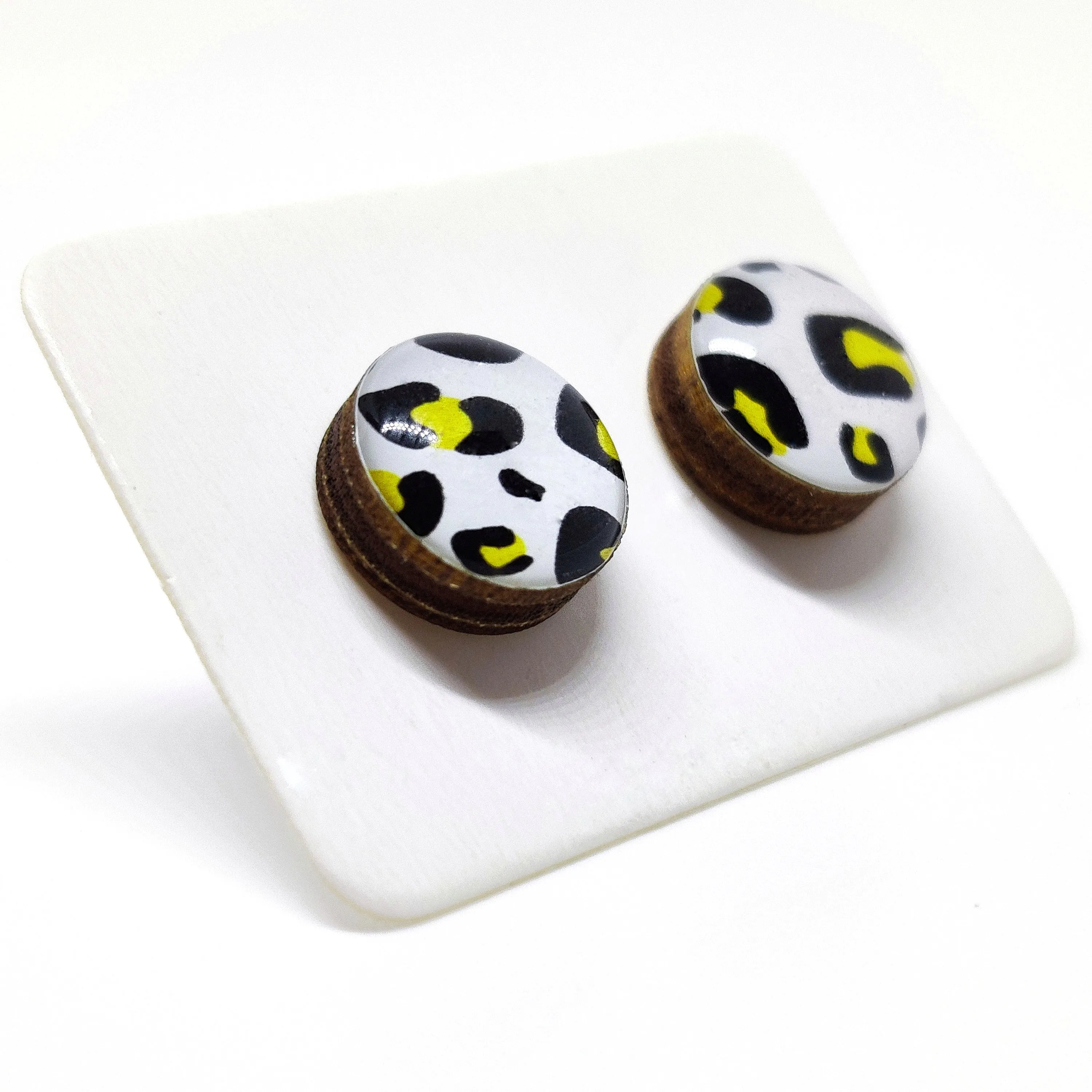 Black and Gold Cheetah Stud Earrings by Candi Cove Designs