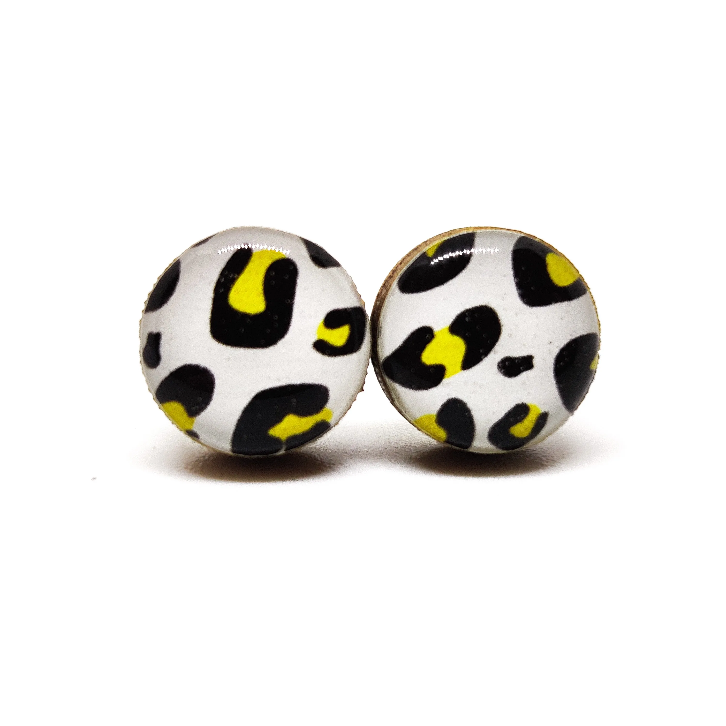 Black and Gold Cheetah Stud Earrings by Candi Cove Designs