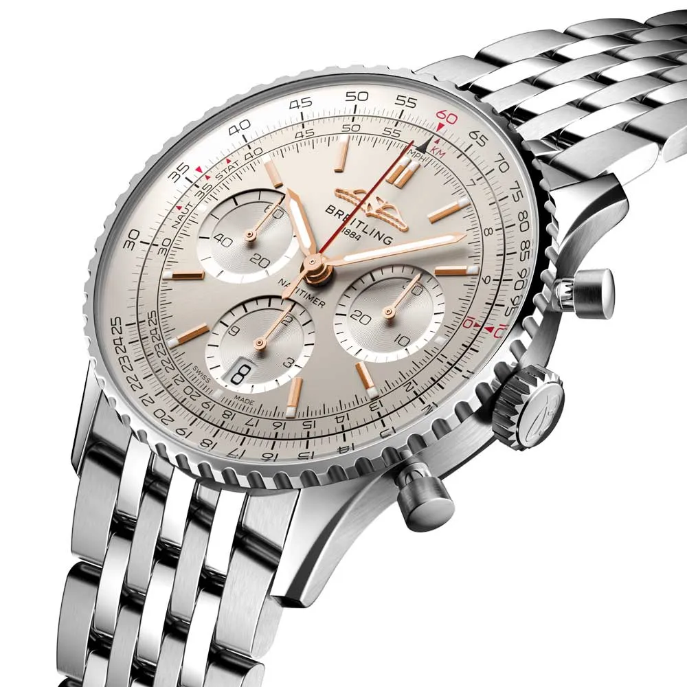 Breitling Navitimer B01 Chronograph 41mm Silver Dial Automatic Gents Watch AB0139211G1A1