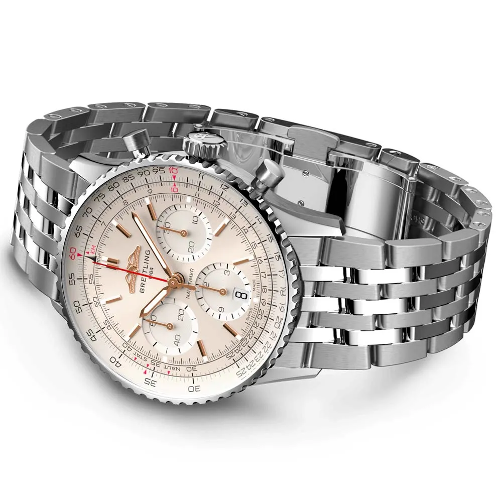 Breitling Navitimer B01 Chronograph 41mm Silver Dial Automatic Gents Watch AB0139211G1A1