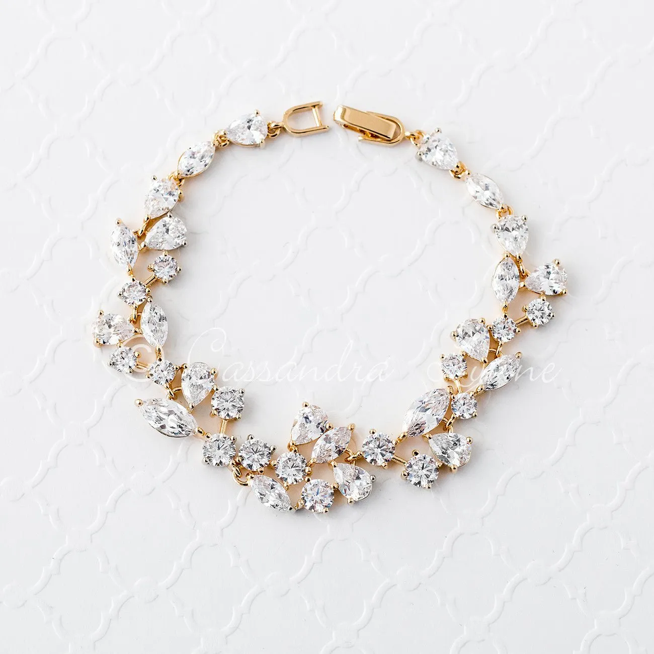 Bridal Bracelet of CZ Teardrop Round Marquise Jewels