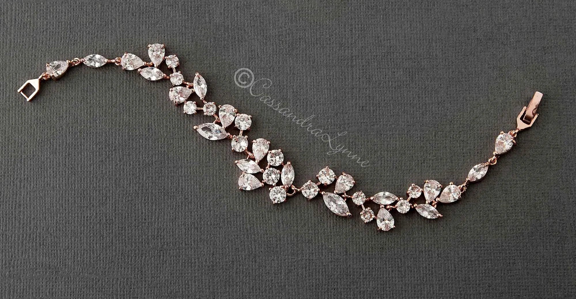 Bridal Bracelet of CZ Teardrop Round Marquise Jewels