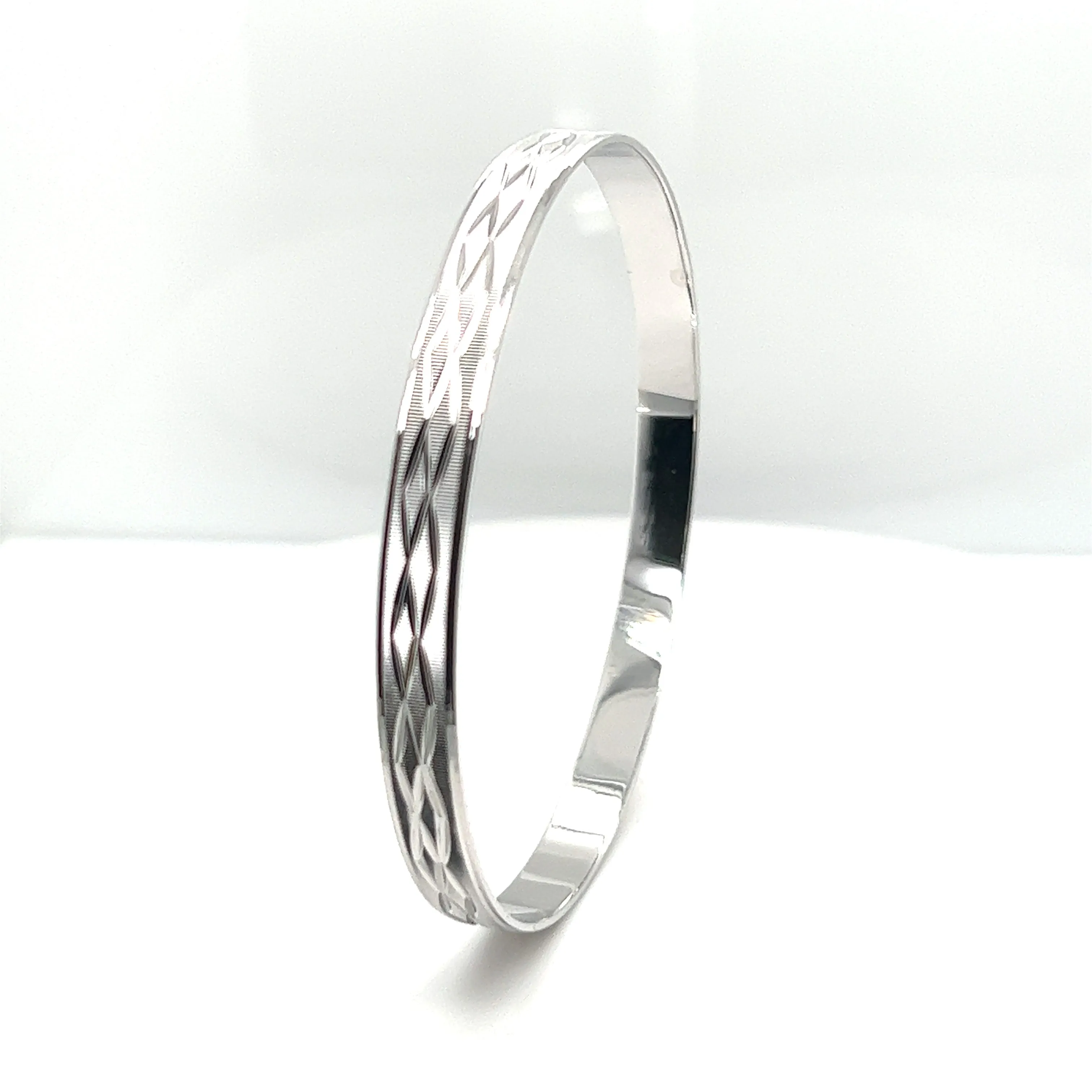 Brilliant Diamond Etched Bangle