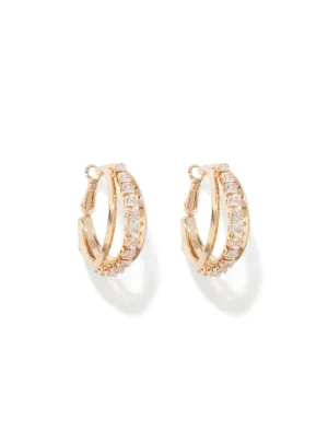 Cameron Cubic Zirconia Stone Hoop Earrings