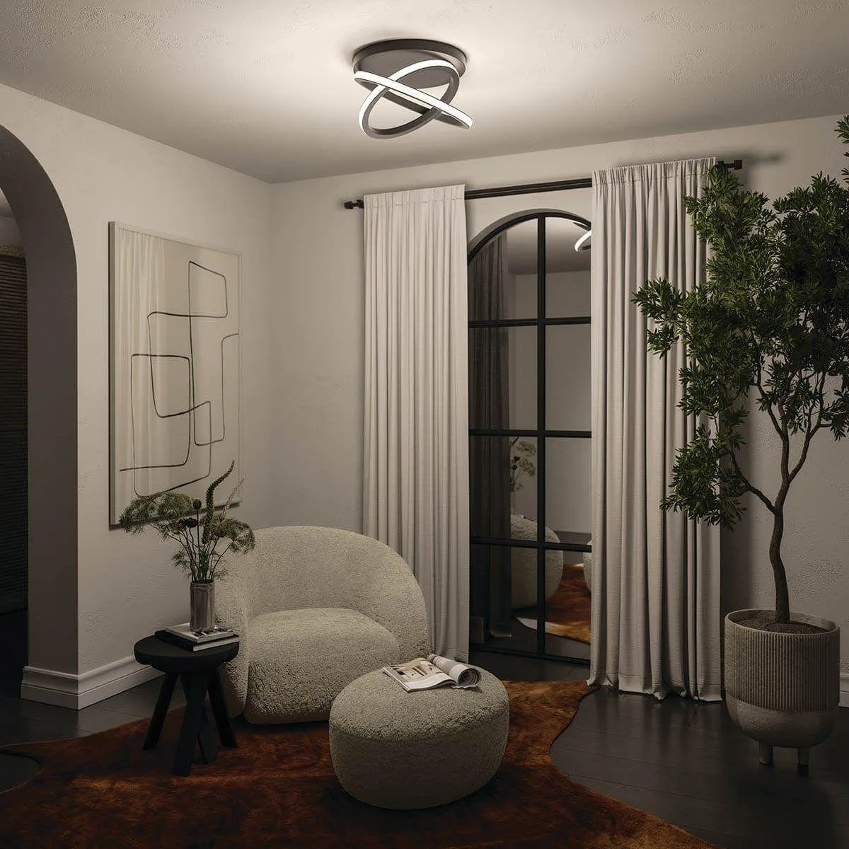 Caputo 17 in. LED Semi flush Mount Light Matte Black finish