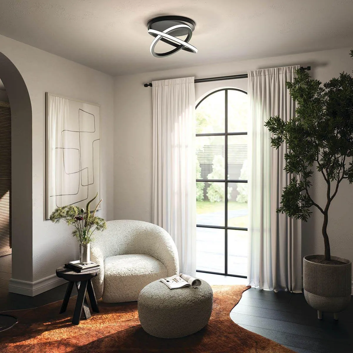 Caputo 17 in. LED Semi flush Mount Light Matte Black finish