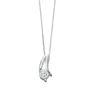 Clarissa Curled Silver Pendant with Cubic Zirconia