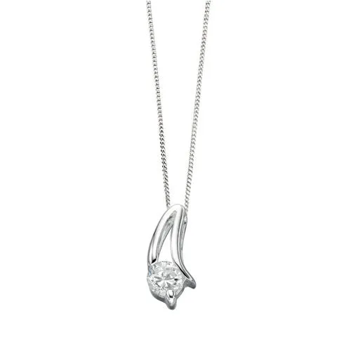 Clarissa Curled Silver Pendant with Cubic Zirconia