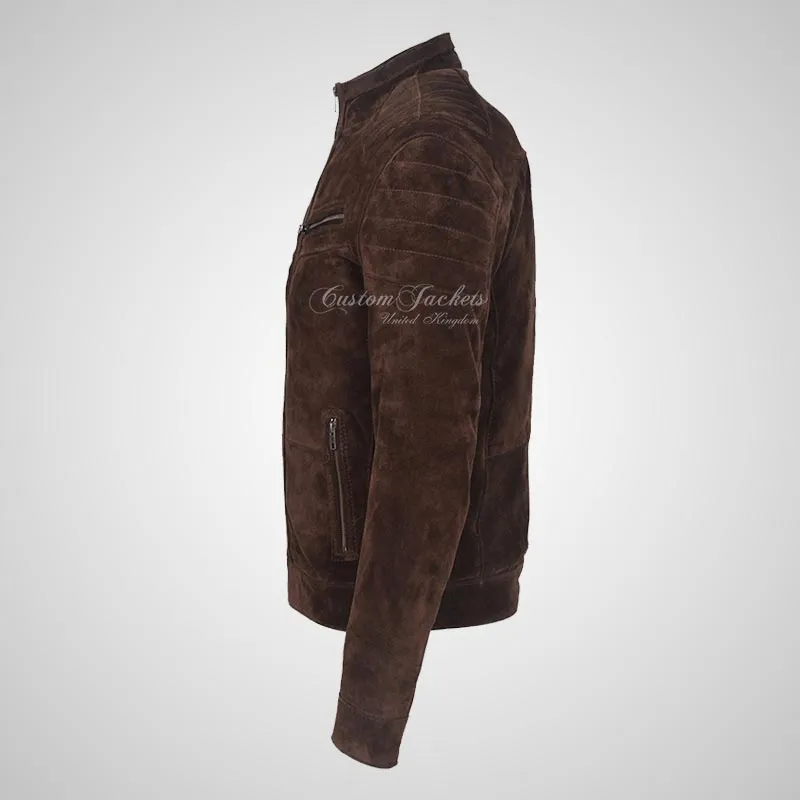 CONWY Men's Suede Biker Jacket Soft Suede Fashion Jacket