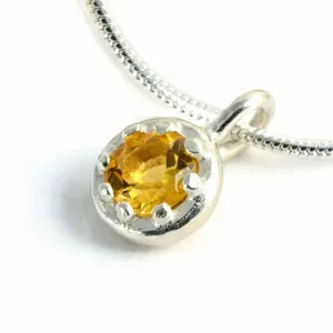Delicate silver pendant with an elegant crown basket frame and gemstone of your choice