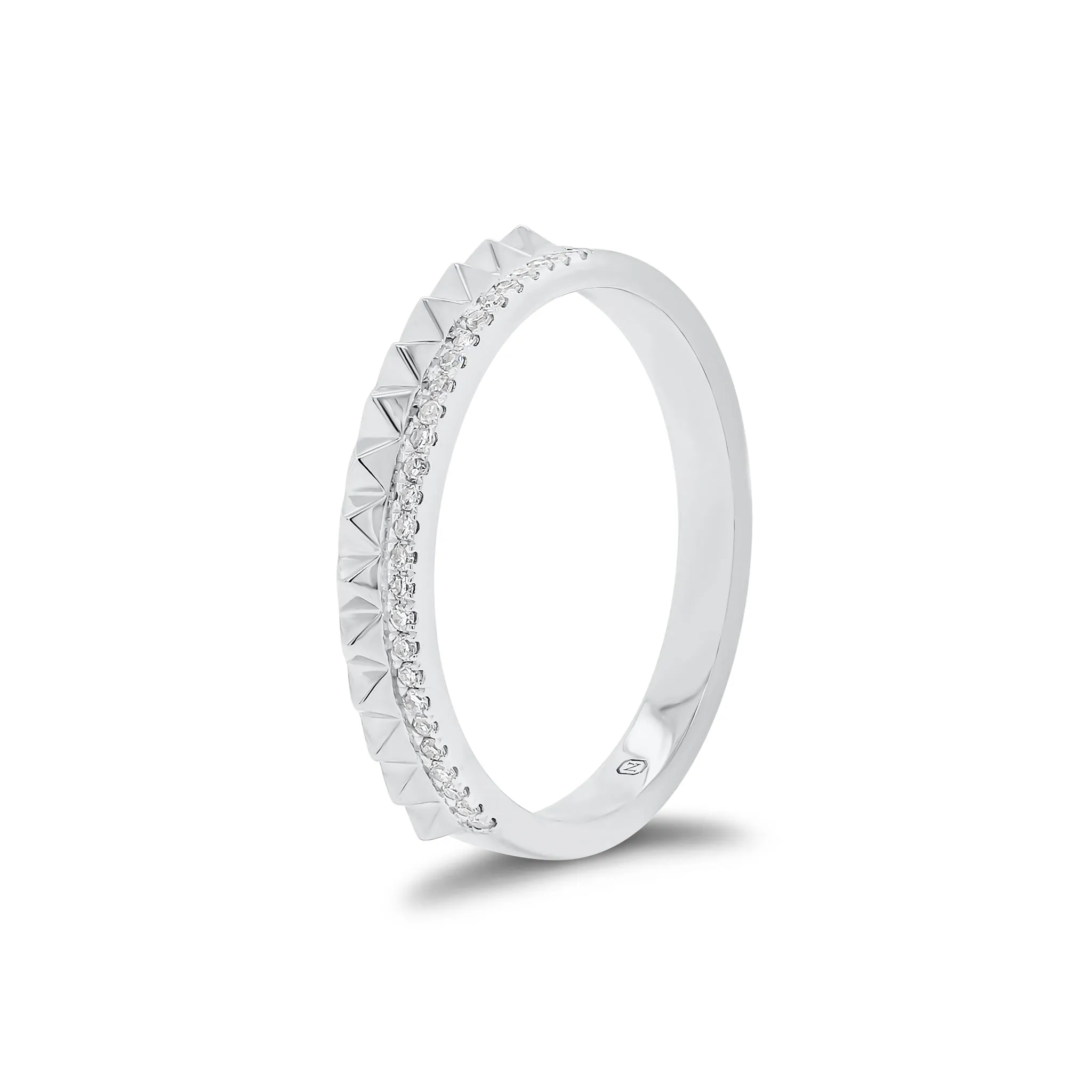 Diamond & Gold Pyramid Double Ring