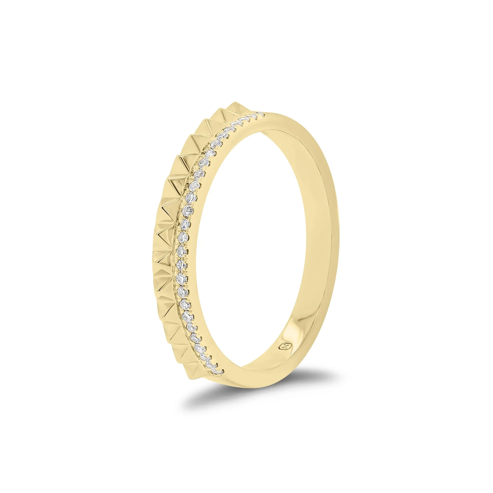 Diamond & Gold Pyramid Double Ring