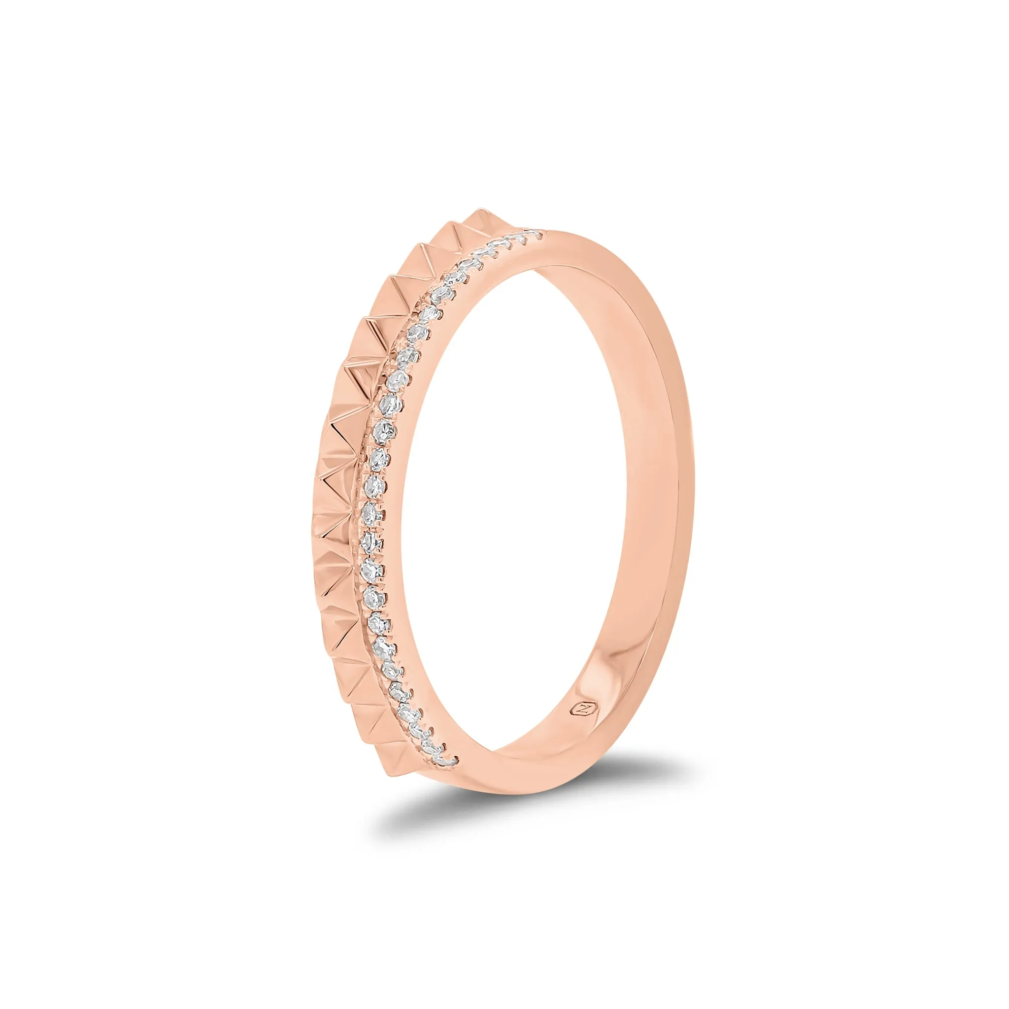 Diamond & Gold Pyramid Double Ring