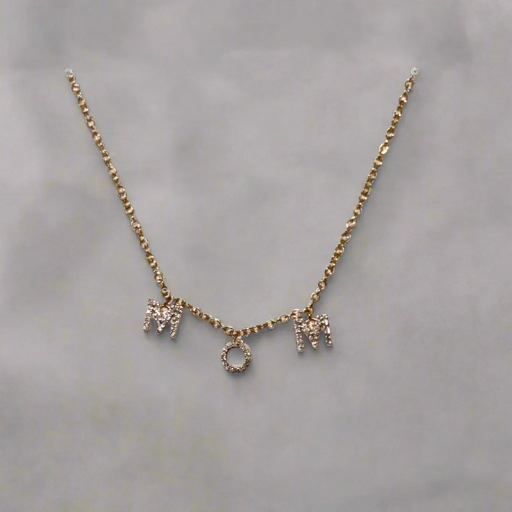 Diamond and gold MOM necklace, BRAND NEW!