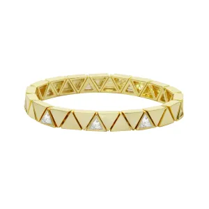 Diamond CZ's and Solid Triangle Stretch Bracelet