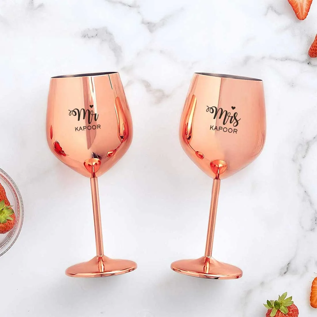 Diwali Gift for Couple Custom Copper Wine Glasses with Beautiful Candle Holder