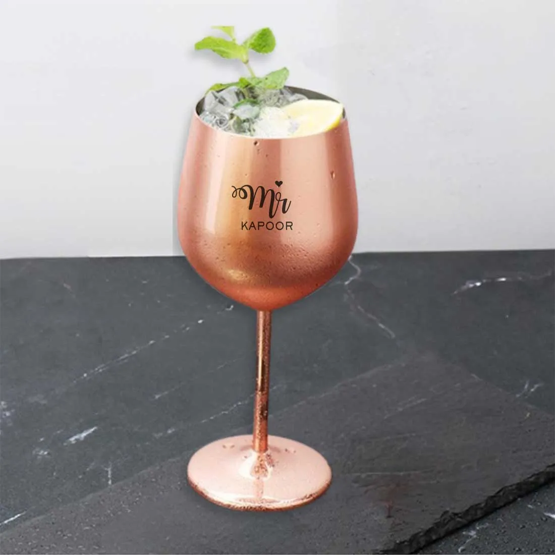 Diwali Gift for Couple Custom Copper Wine Glasses with Beautiful Candle Holder