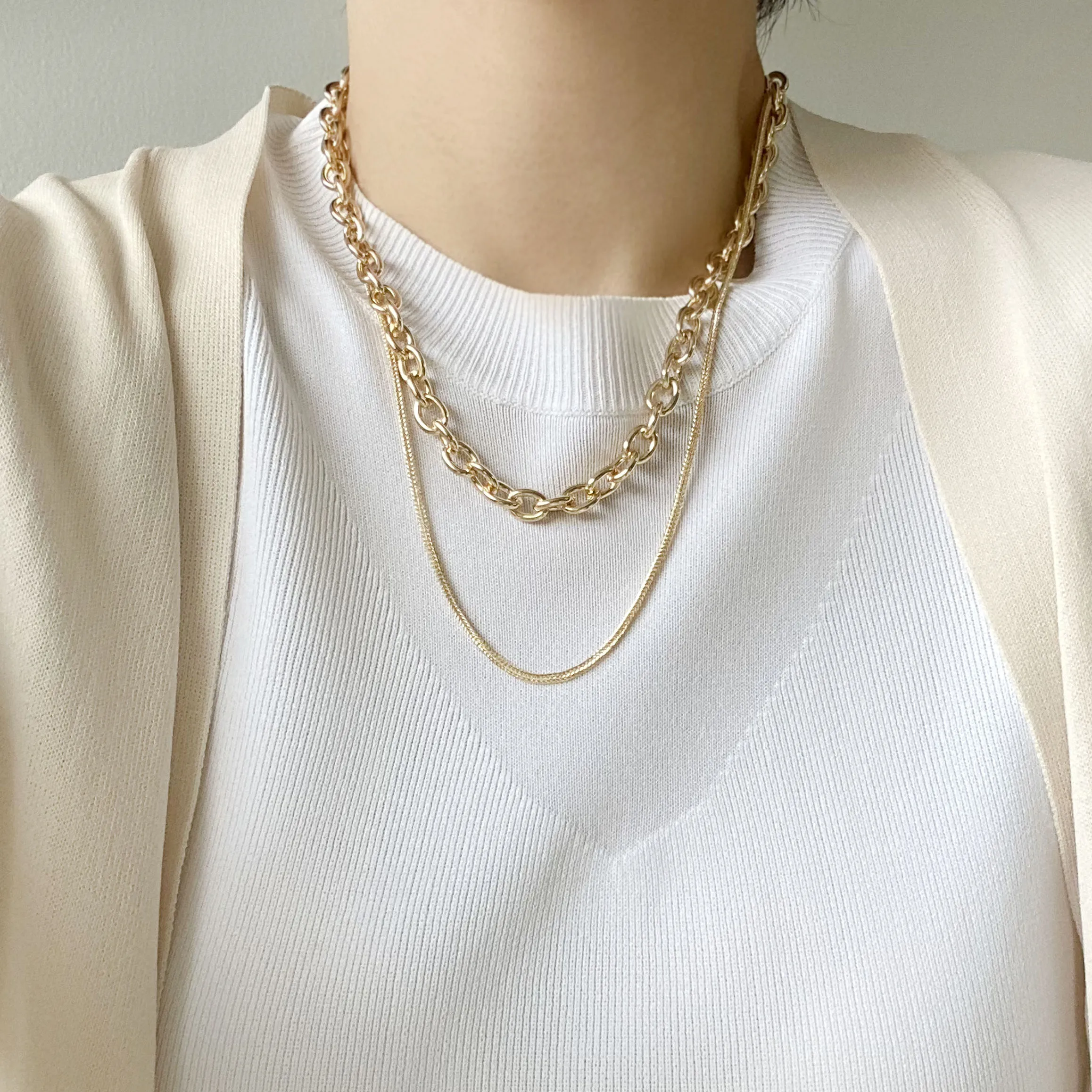 Double Layered Bold Chain Necklace
