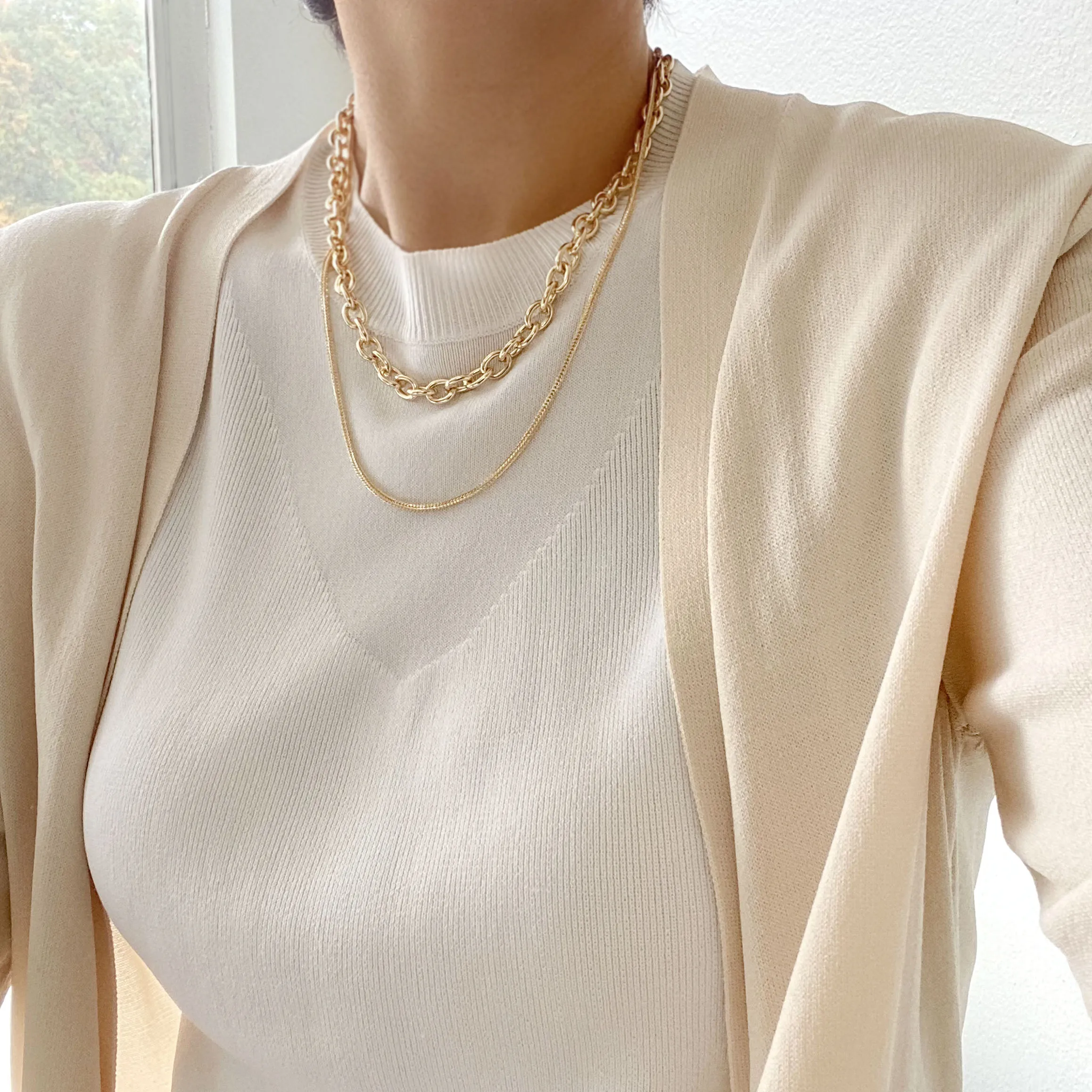 Double Layered Bold Chain Necklace
