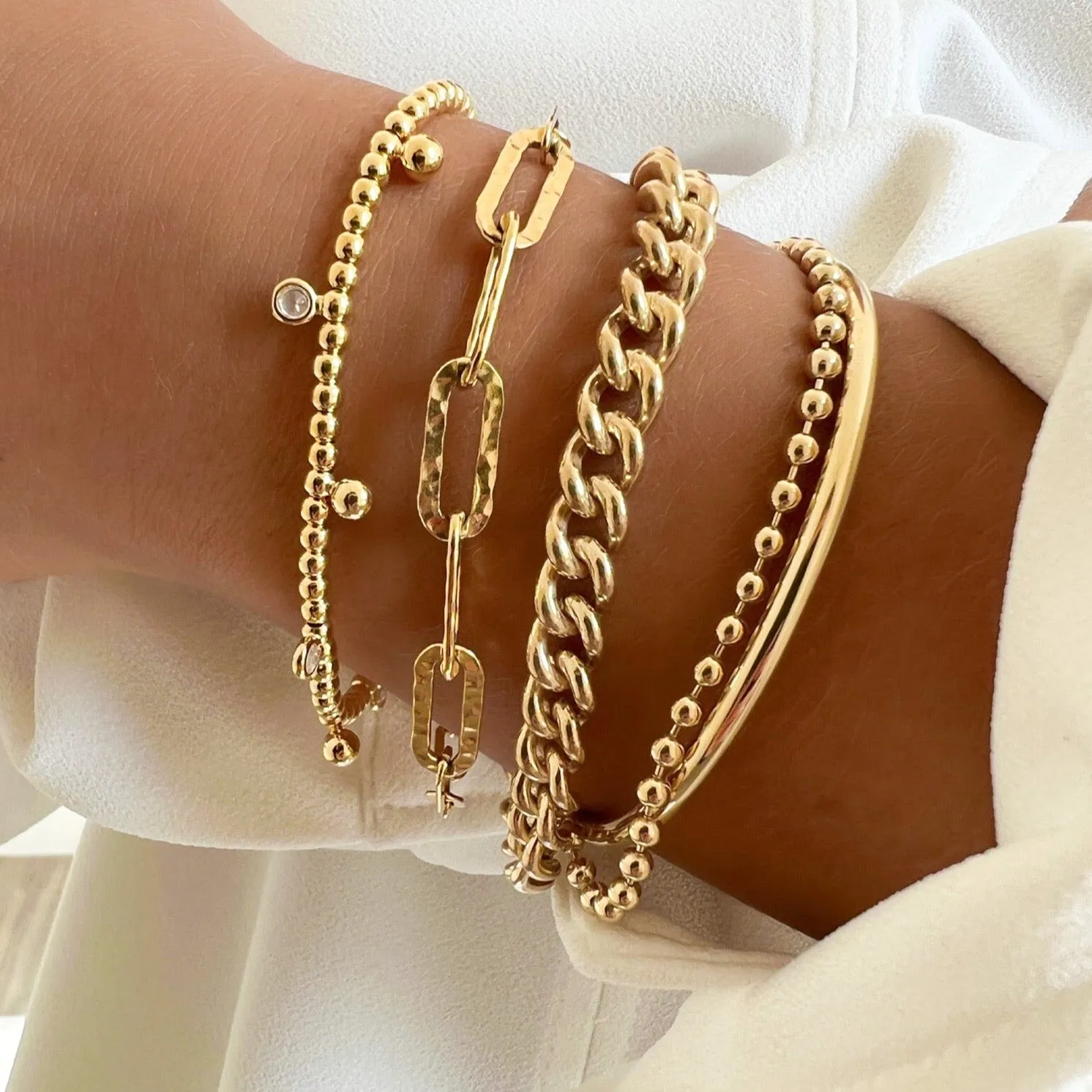 Double Row Bead Chain Cuff