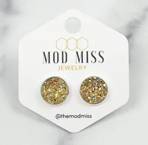 Druzy Stud Earring Champagne