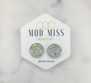 Druzy Stud Earring Clear AB