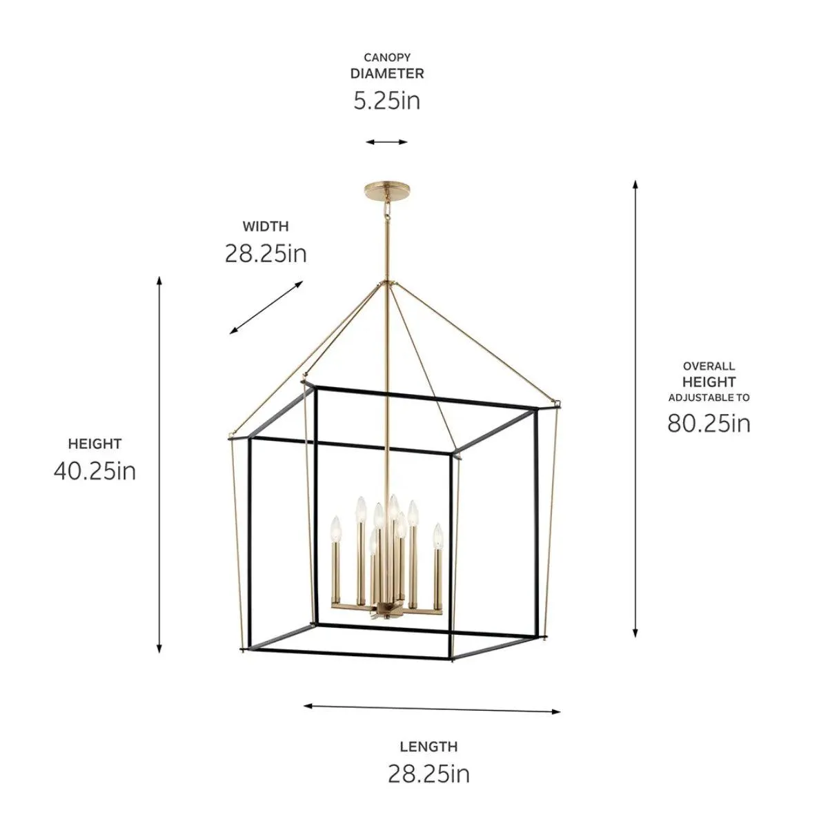 Eisley 40" 8-Light Pendant Light, Black and Champagne Bronze Finish