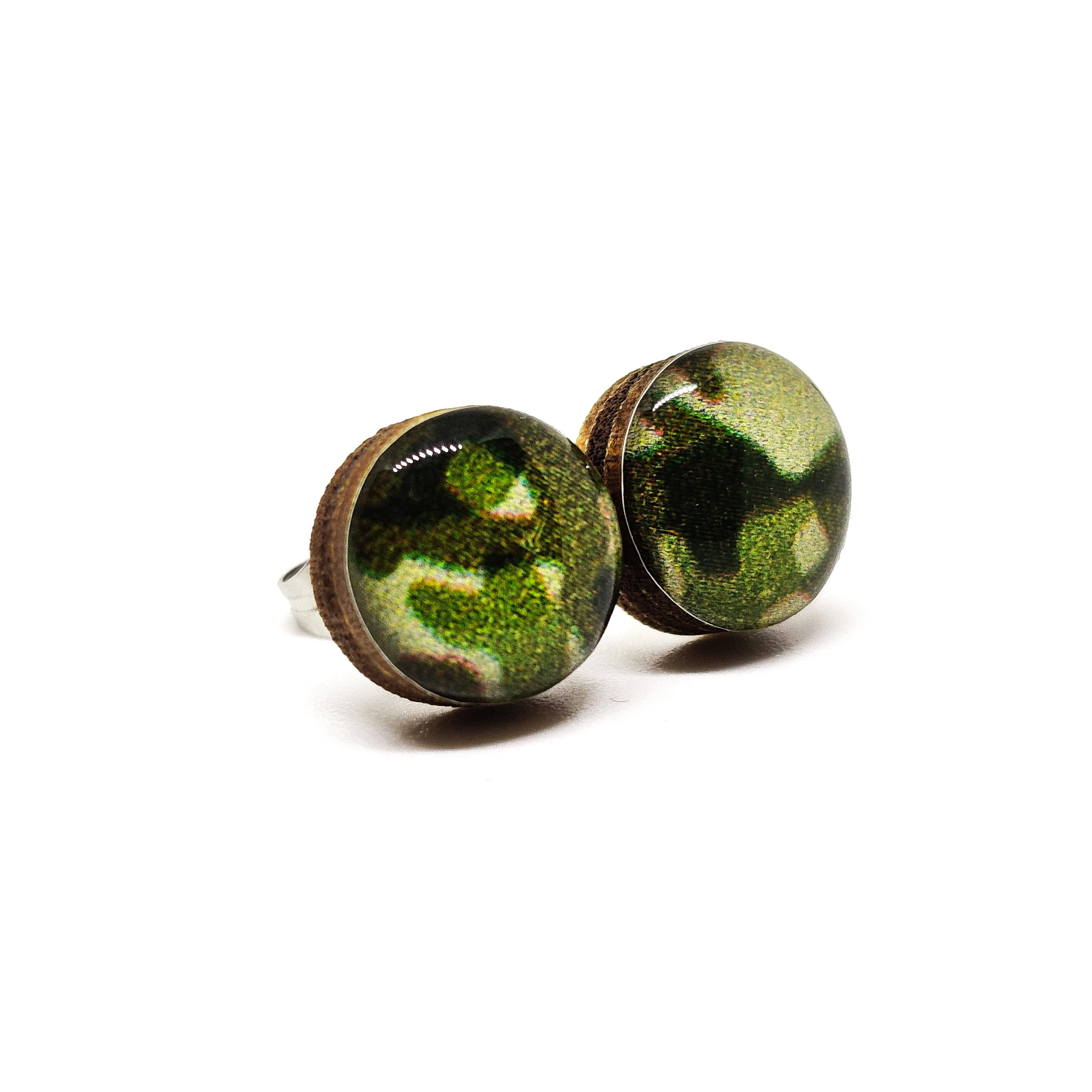 Forest Green Camo Stud Earrings by Candi Cove Designs