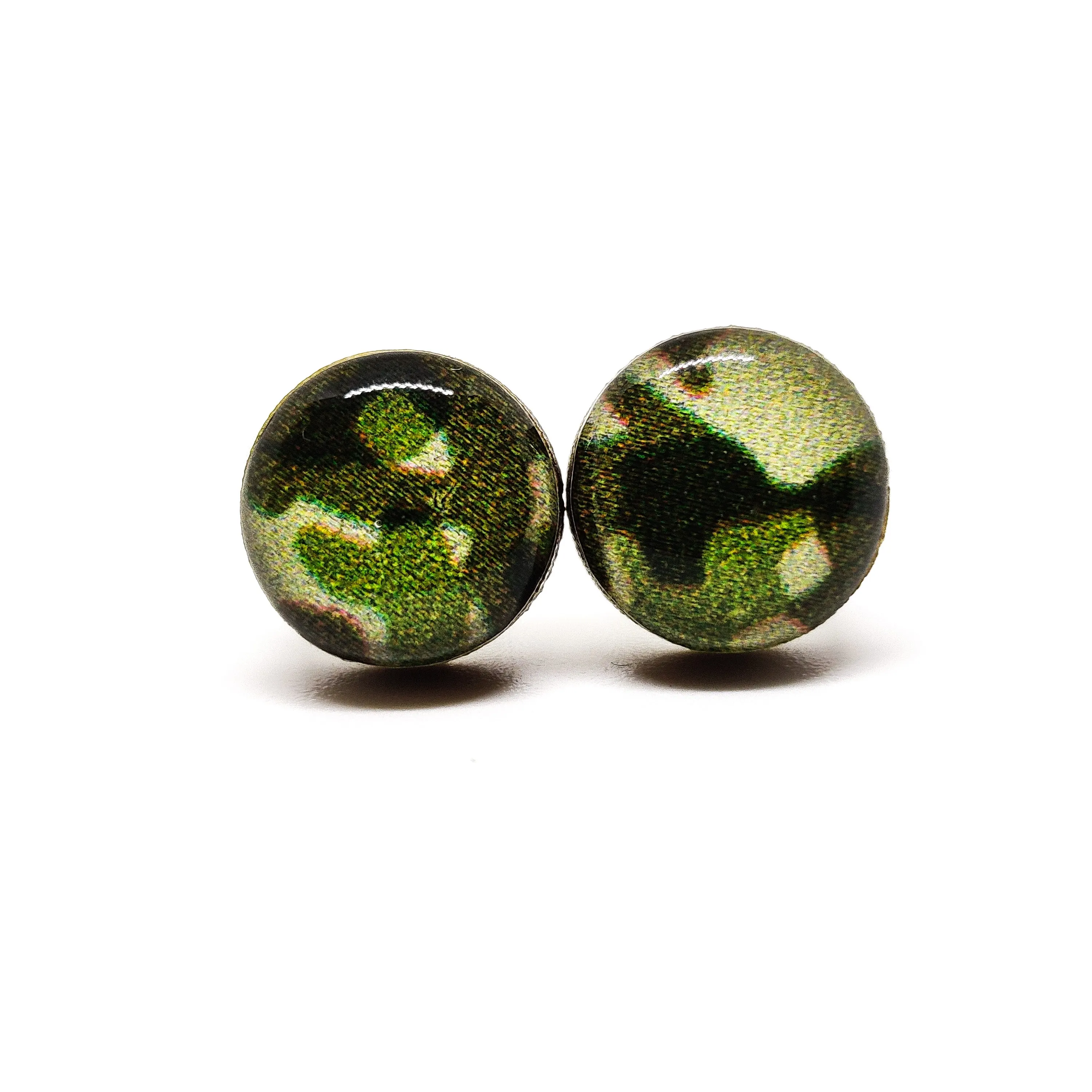 Forest Green Camo Stud Earrings by Candi Cove Designs