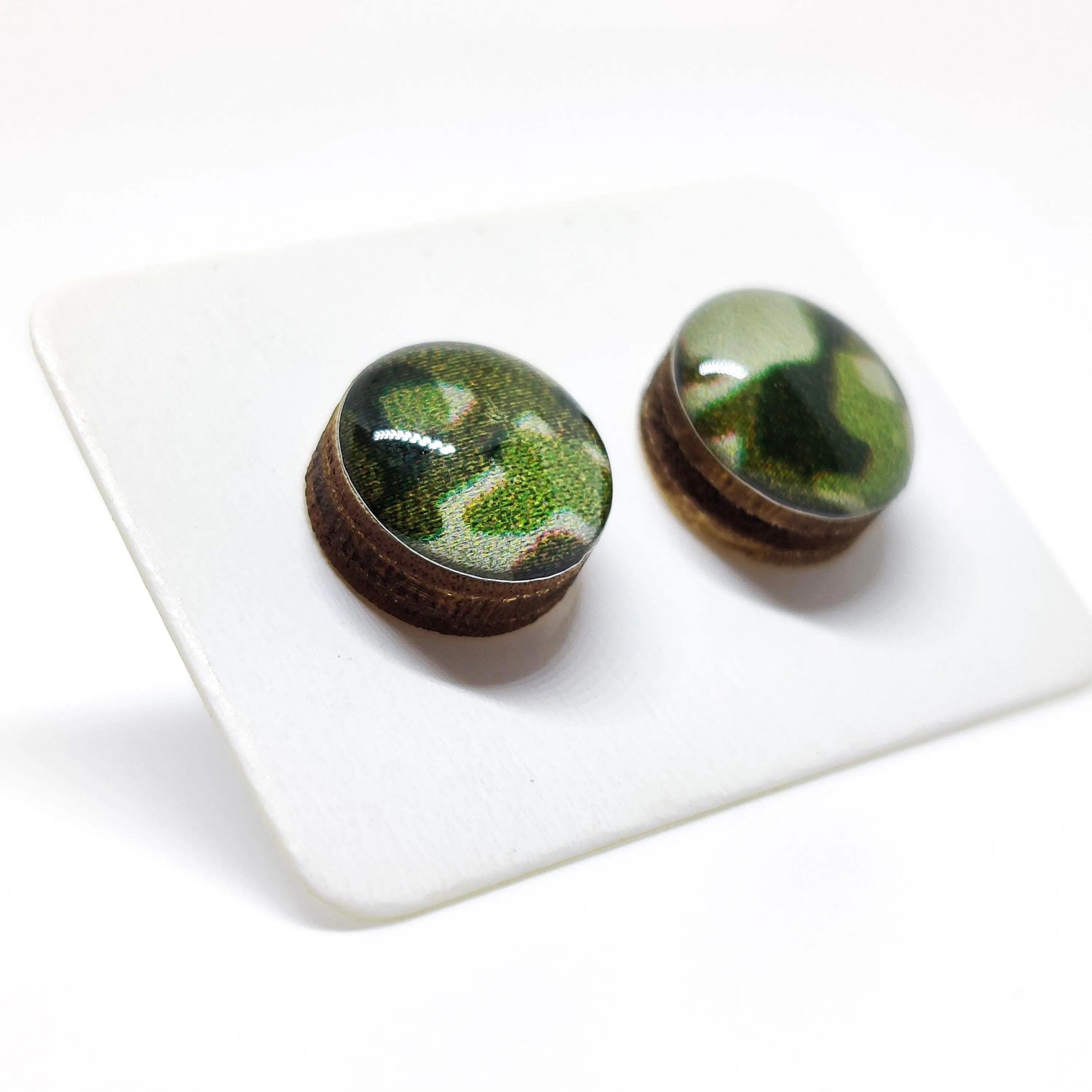 Forest Green Camo Stud Earrings by Candi Cove Designs