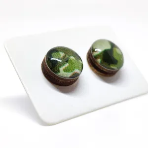 Forest Green Camo Stud Earrings by Candi Cove Designs