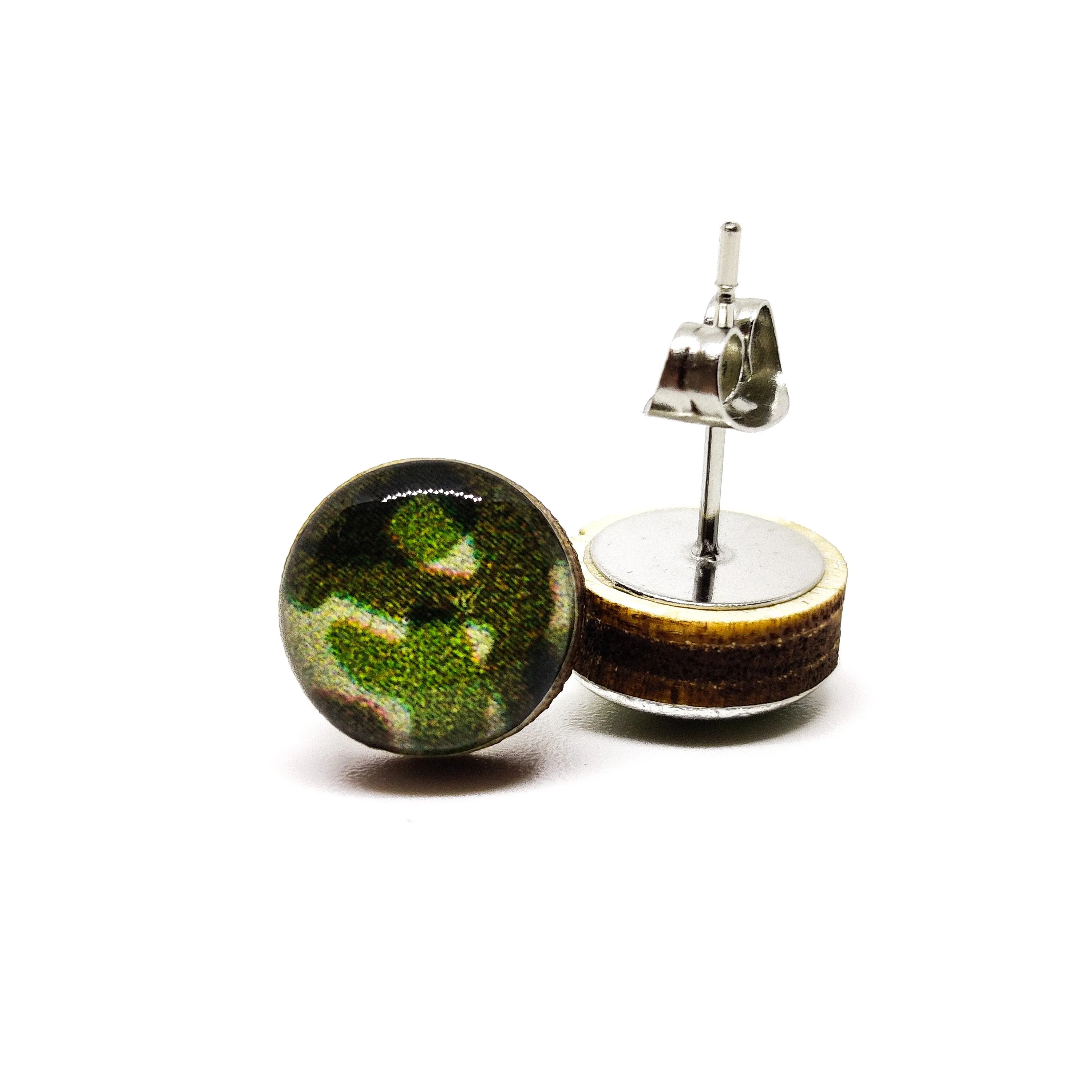 Forest Green Camo Stud Earrings by Candi Cove Designs