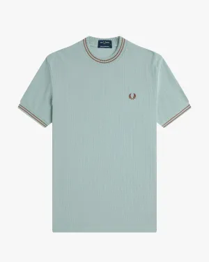 Fred Perry Ribbed Jersey Tee - Silver Blue