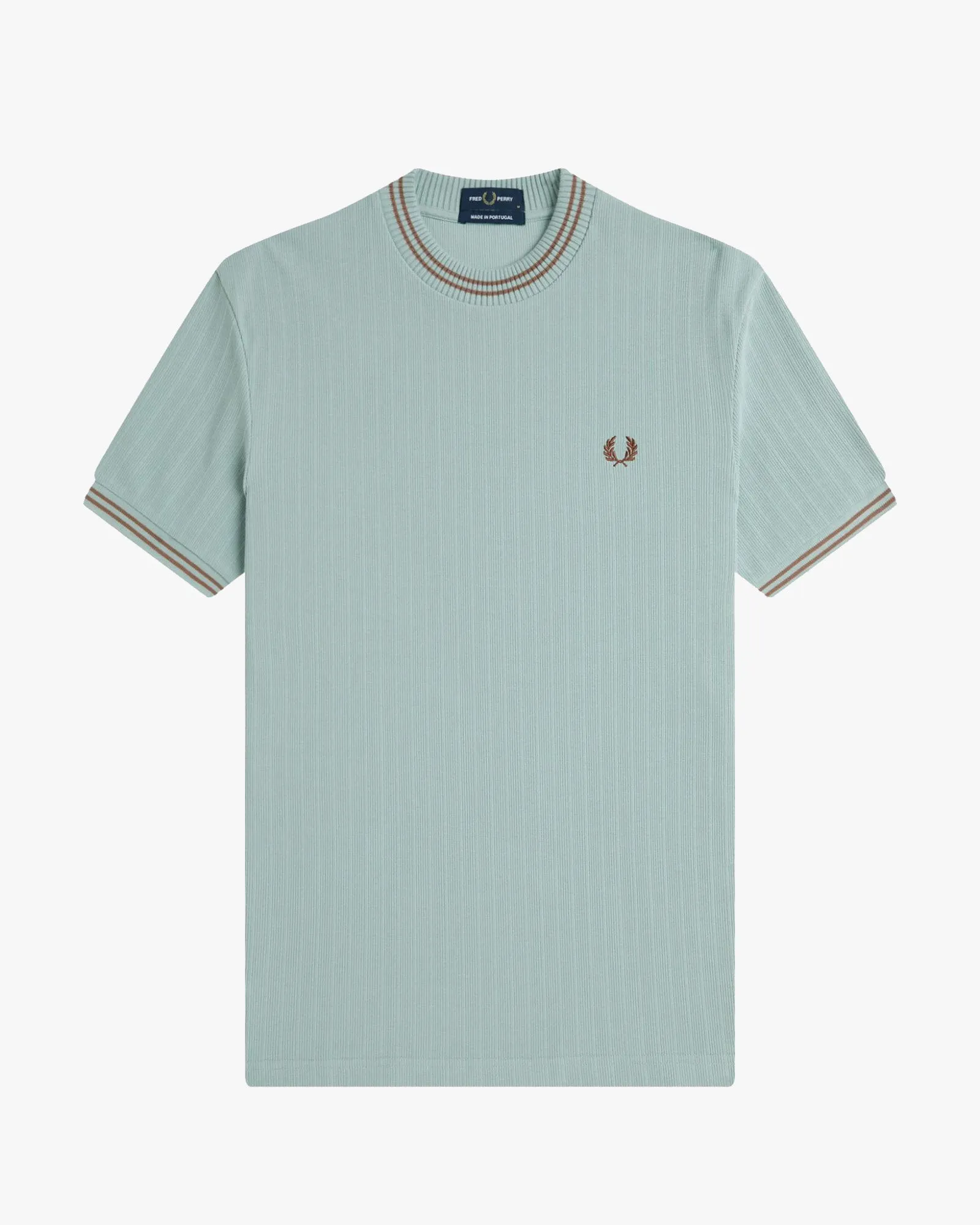 Fred Perry Ribbed Jersey Tee - Silver Blue