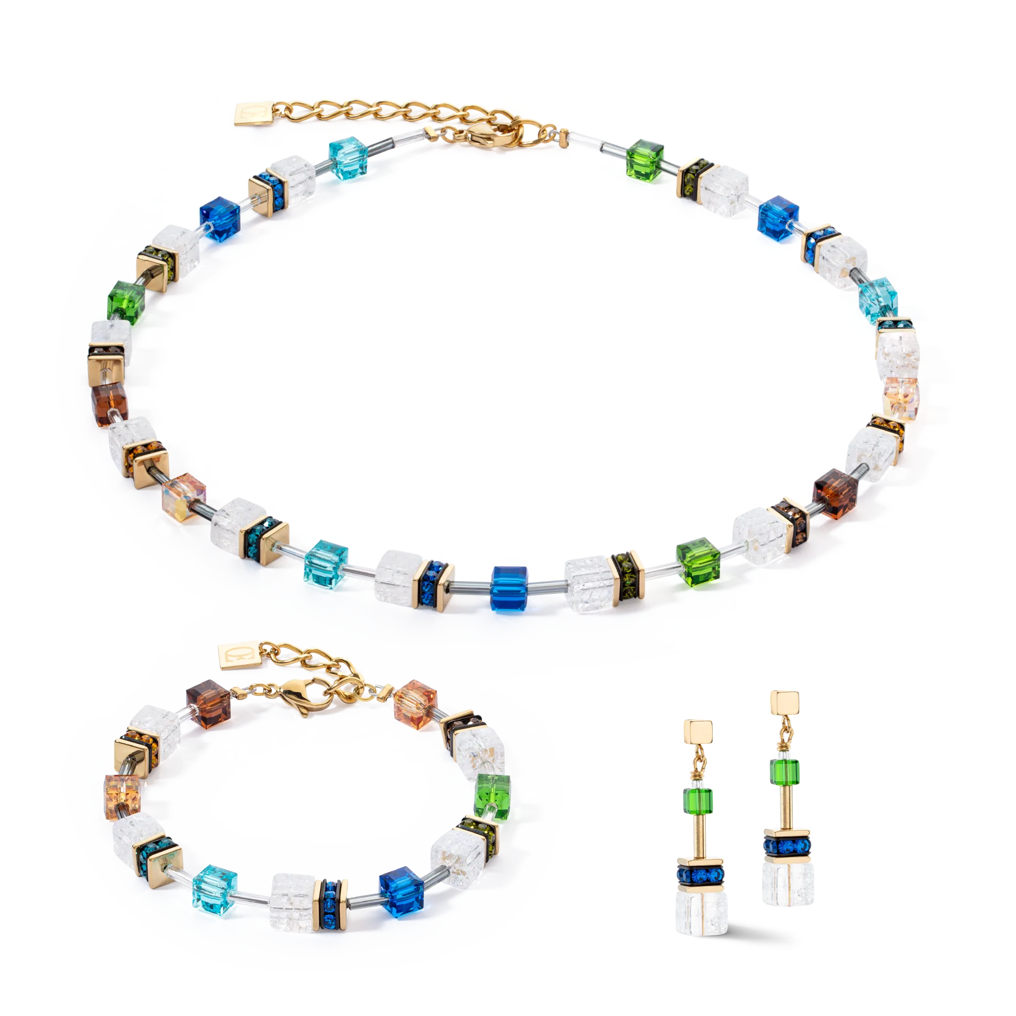 GeoCUBE® Iconic Nature necklace multicolour gold
