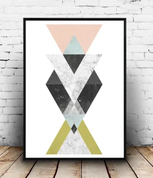 Geometric abstract print, modern wall decor, minimalist art, watercolor decor