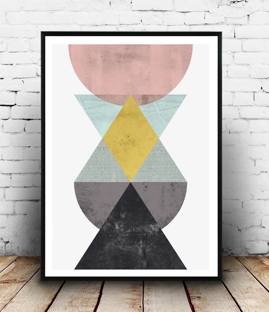 Geometric composition with watercolor texture