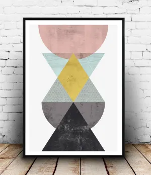 Geometric composition with watercolor texture