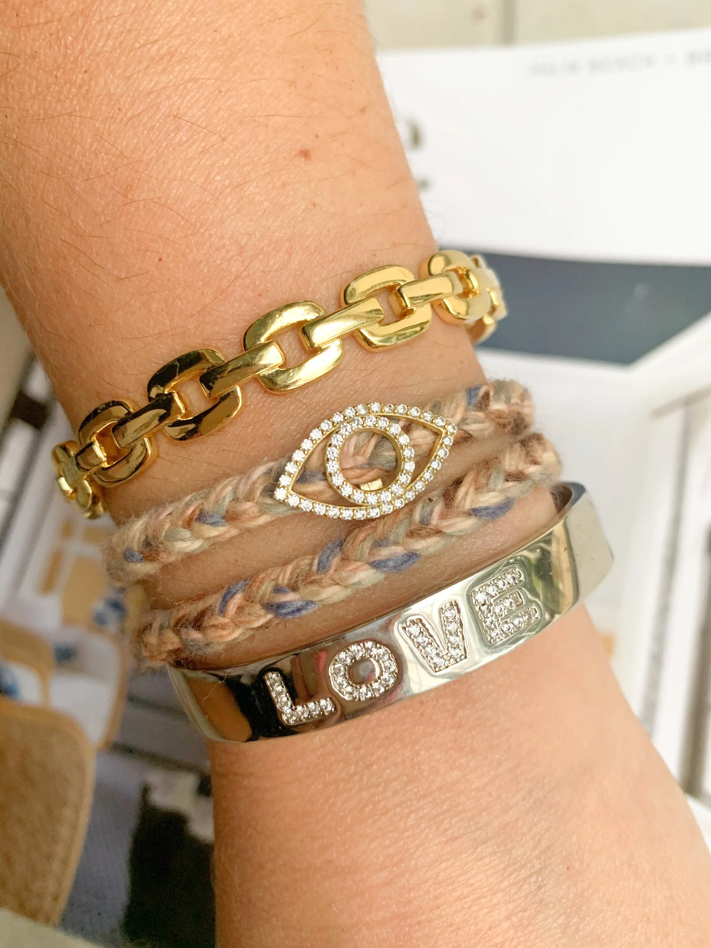 Gold link Cuff Bracelet