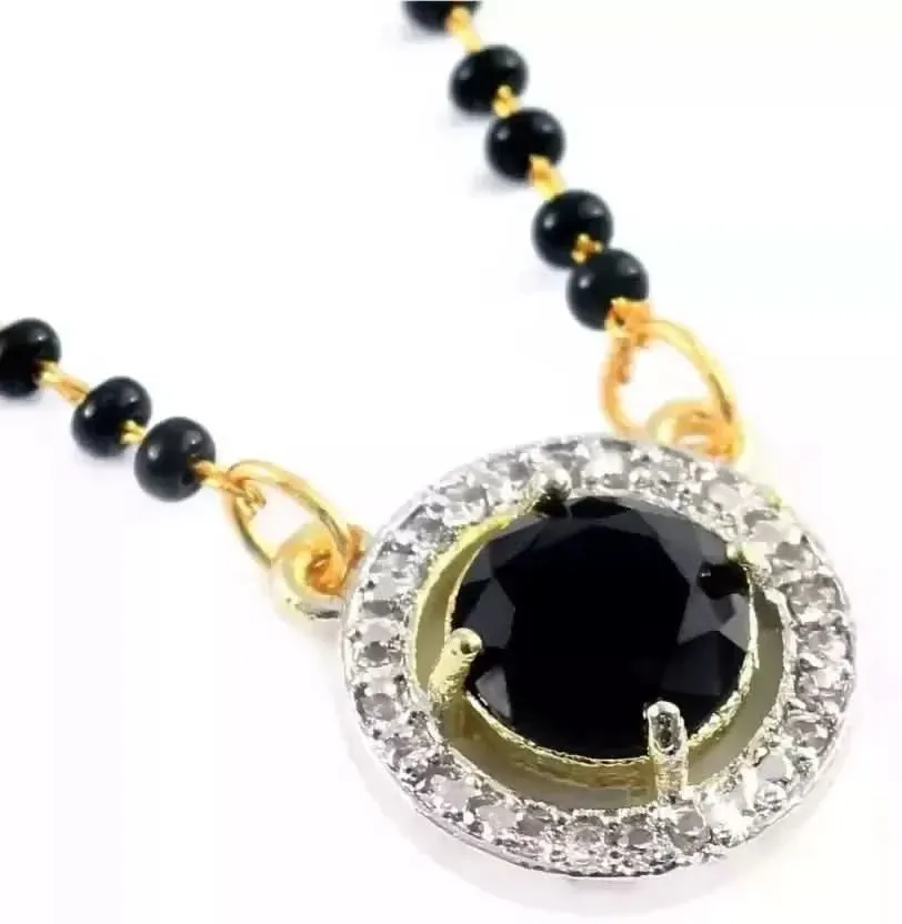 Gold-Plated Crystal-Beaded Stone-Studded Mangalsutra (MultiColor-Stones) (TPT)