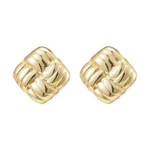Gold plated stainless steel button earring