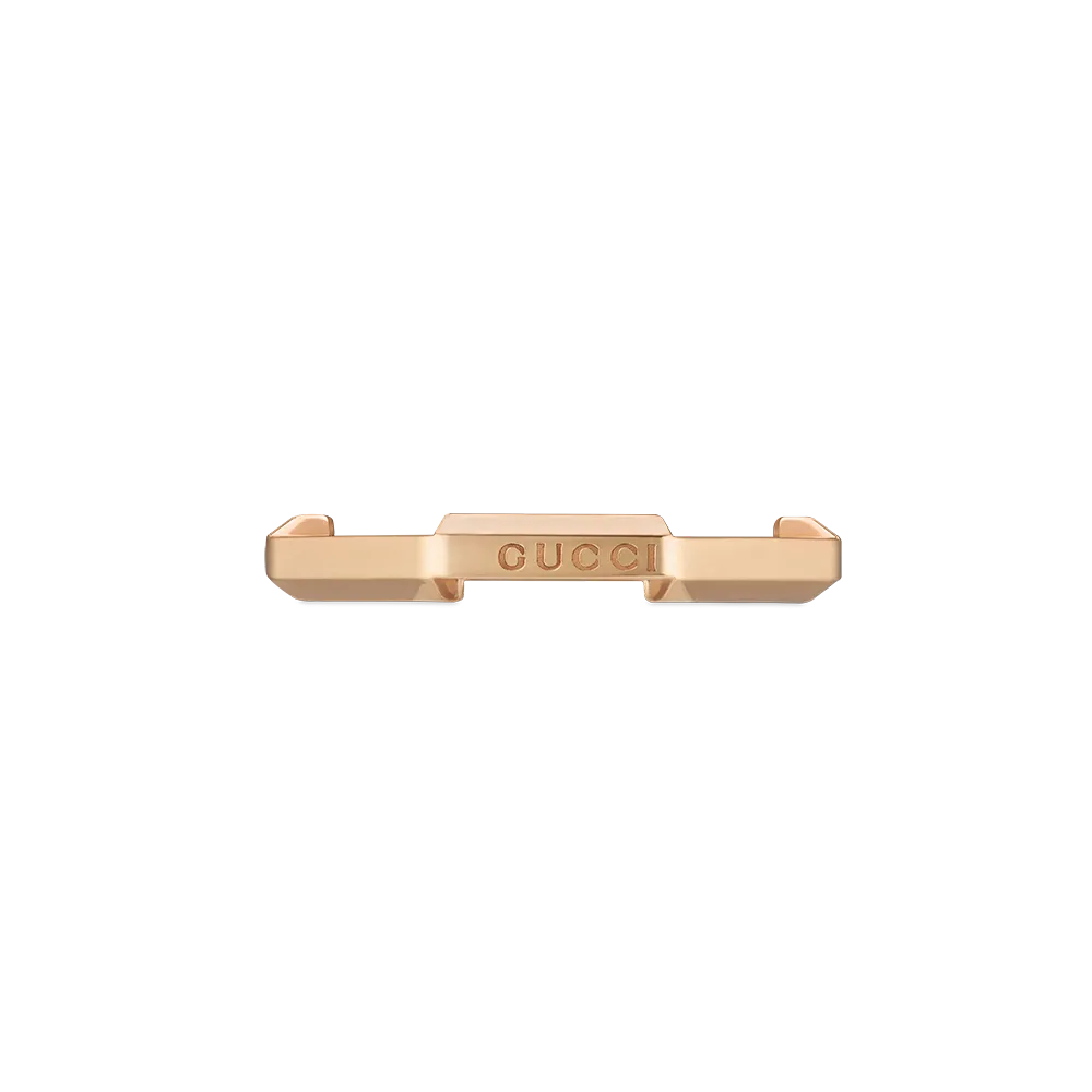 Gucci Link to Love Mirrored 18ct Rose Gold Ring Size 11