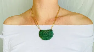 Imperial Jade Pendant on Gold Plated Chain. Guatemalan Jade