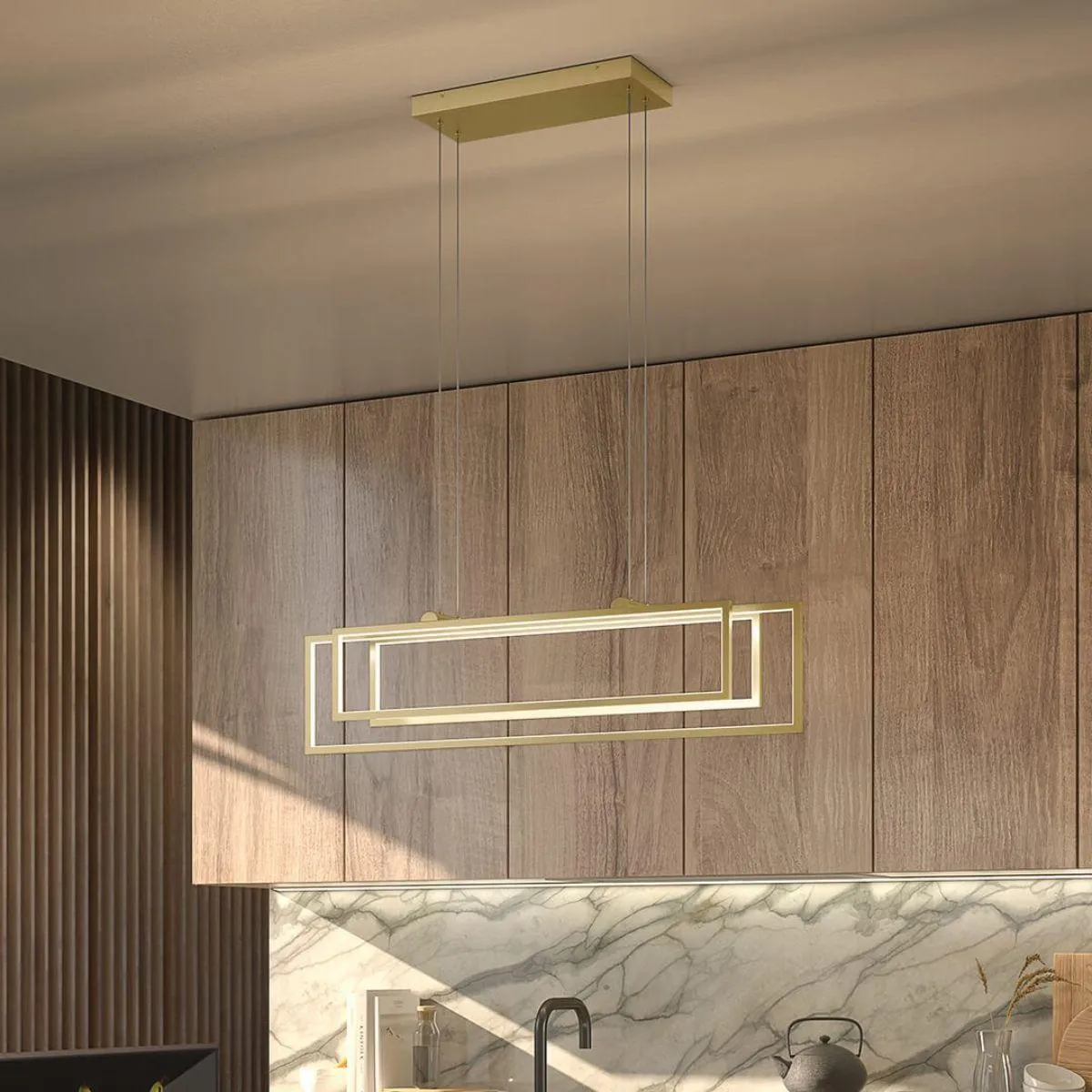 Jestin 38 in. 3 Lights LED Pendant Light Gold finish